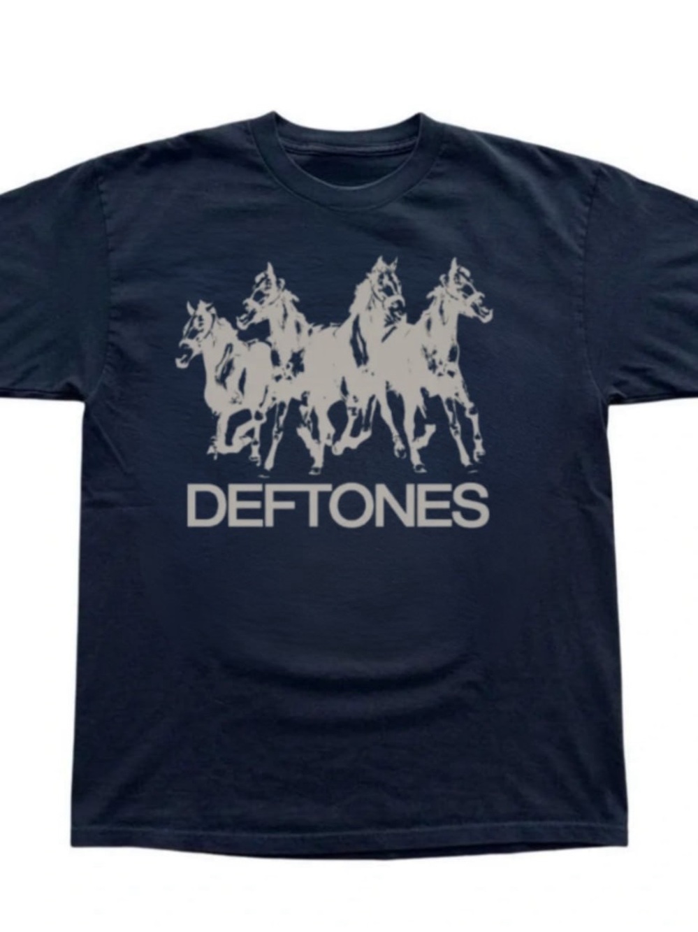 Gildan Navy Tee with  Horse Graphic, Deftones Shirt